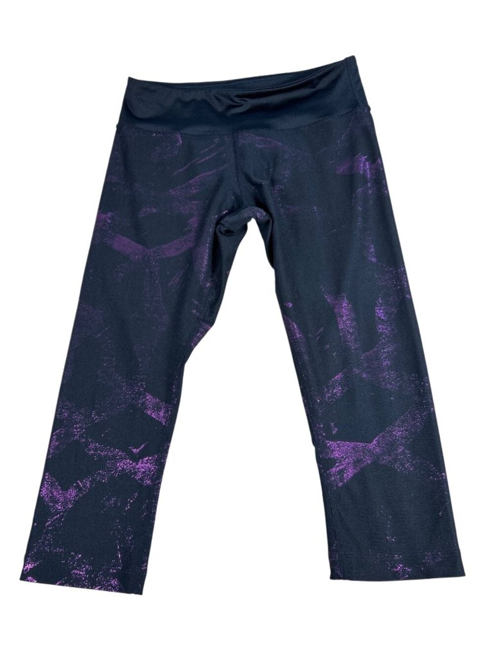 Zumba Wear Spicy Women's Black & Purple Shiny Capri Leggings Sz XS High Waist